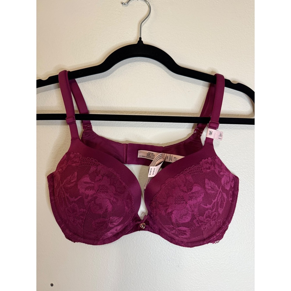 Victoria's Secret Perfect Shape Push-Up Bra Magenta Size 36D NWT‎